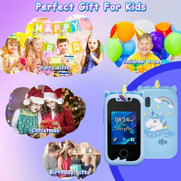 Çocuklar İçin Telefon Şeklinde Fotoğraf Makinesi | Dokunmatik, Çift Kameralı, 32 GB Hafıza Kartlı - 10