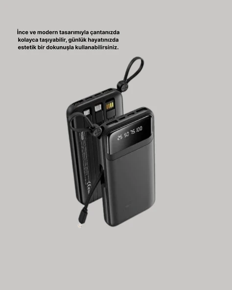 Çoklu Güvenlik Korumalı 20.000 mAh Powerbank Fener Özellikli - 2