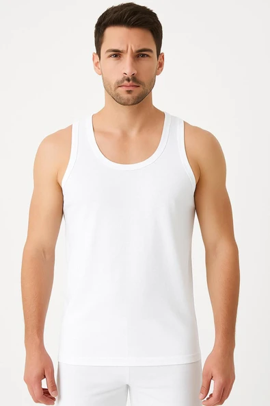 Erkek Pamuklu Atlet 3'lü Set Siyah , Beyaz , Gri - Resim 2