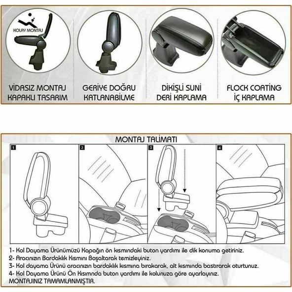 Niken Hyundai Accent Era 2006 Araca Özel Kol Dayama Siyah - 2