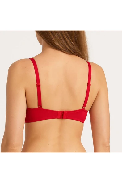 Dolgulu Balenli Fiyonklu Sütyen 2’li Set,Kırmızı,Ten – Şık ve Rahat - Resim 4