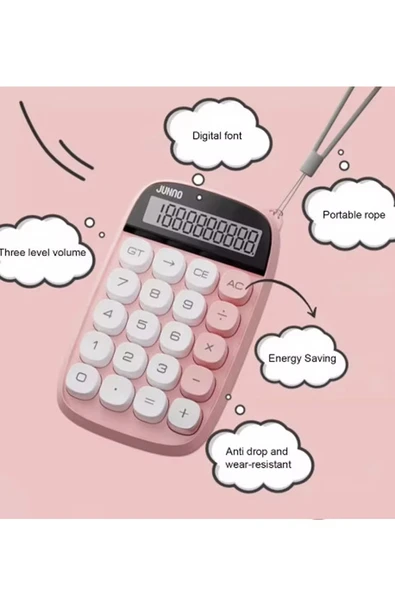 Sevimli Kare Tuşlu 10 Haneli Ldc Ekran Hesap Makinası Sarı - Resim 3