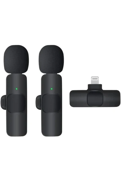 K9 Kablosuz Yaka Mikrofonu Lightning 2’li Mini Mikrofon Youtube Tik Tok 2 Adet ürün görseli 1