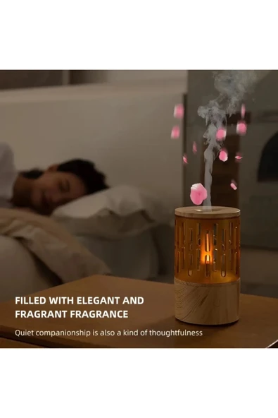 Mum Işığı Görünümlü Taşınabilir 125ml Kapasiteli Işıklı Aroma Yayıcı Hava Nemlendirici - 4