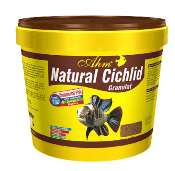 AHM Natural Cichlid Granulat Balık Yemi 3 Kg Kova
