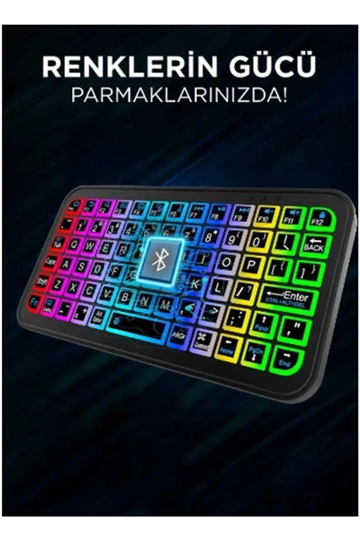 Mini Klavye Smarttv Işıklı Bluetooth Kablosuz Televizyon Ps3 Dizüstü Tabletler Ve Telefonlar İçin - 3