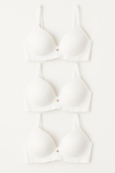 Lazer Kesim Hafif Destekli Ekru Sütyen 3’lü Set – Şık ve Rahat ürün görseli