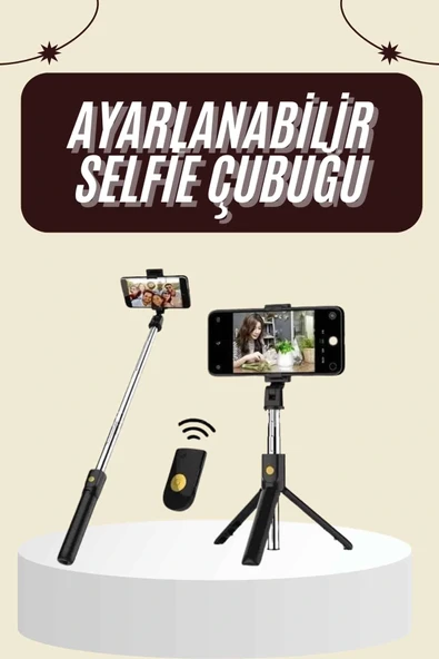 Cep Telefonu Tripod Standı Manyetik Selfie Sopa Bluetooth Uzaktan Kumandalı - 1
