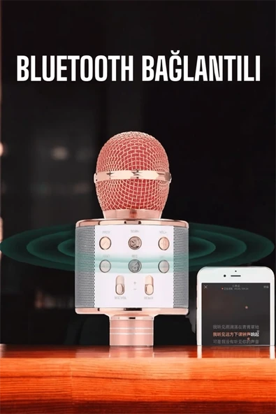 Kablosuz Bluetooth Karaoke Mikrofon USB ve AUX Girişli, Yüksek Ses Kalitesi - Resim 5