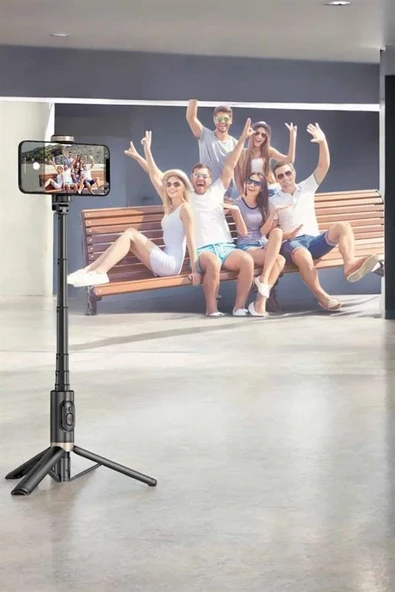 Selfie Çubuğu Tripod Kumandalı Telefon Tutucu Siyah - 3