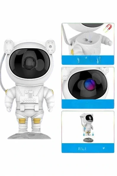 Gece Lambası Astronot Bluetooth Hoparlörlü Galaksi Işık Projektörü - 3