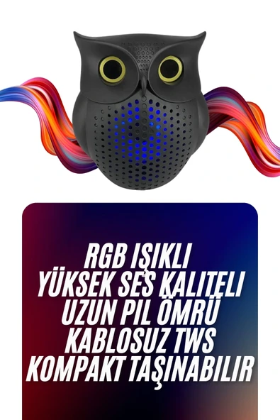 Baykuş Tasarımlı Mini Bluetooth Speaker Yüksek Ses Kaliteli Taşınabilir - Resim 2