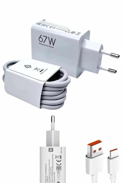 Beyaz Ultra Plus Hızlı Şarj Seti Şarj Adaptörü ve Kablosu 67W - 5