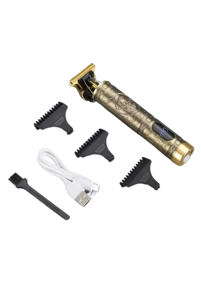 Metal Gövdeli Saç Sakal Çizim Kesme Tıraş Makinesi Kısaltma Makinesi - 3