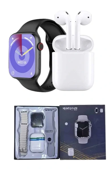 Akıllı Saat Gümüş Kasa Bluetooth Kulaklık Hediyeli Çok Fonksiyonlu İkili Set - 5