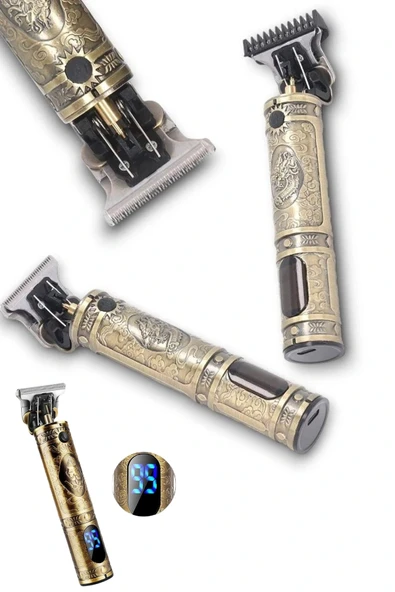 Metal Gövdeli Saç Sakal Çizim Kesme Tıraş Makinesi Kısaltma Makinesi - 5