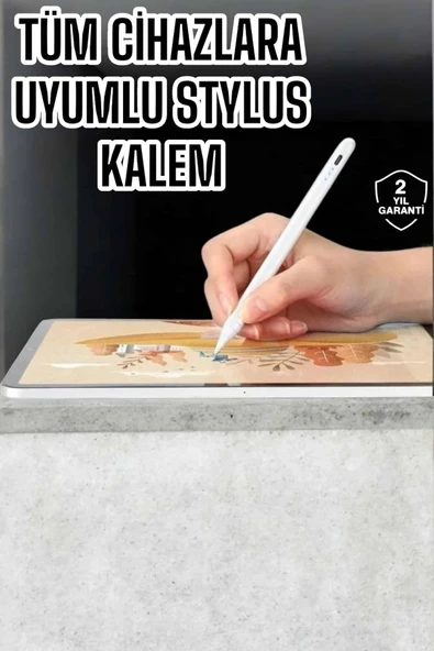 Dokunmatik Kalem Beyaz Şarjlı Yedek Uçlu Android ve İOS Uyumlu - 1