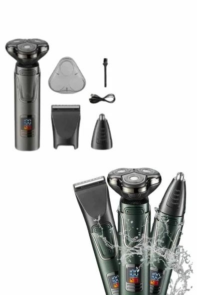 Tıraş Makinesi Profesyonel 3in1 Dijital Göstergeli 3 Başlıklı Erkek Bakım - Resim 2