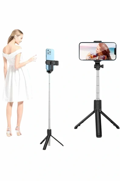 Selfie Çubuğu Tripod Bluetooth Kumandalı Selfie Çubuğu Telefon Tutucu - 4