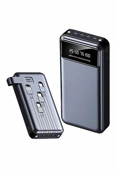 Hızlı Şarj Özellikli 20.000 Mah Dijital Göstergeli USB Girişli Android ve İOS Uyumlu Powerbank - 1