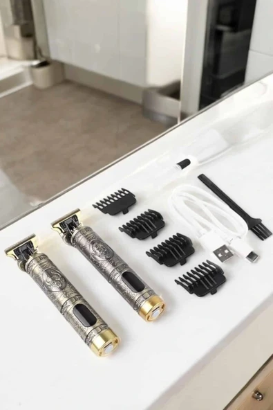 Tıraş Makinesi Şarjlı Profesyonel Saç Kesme Makinesi Gold Çizik Tıraş - Resim 5