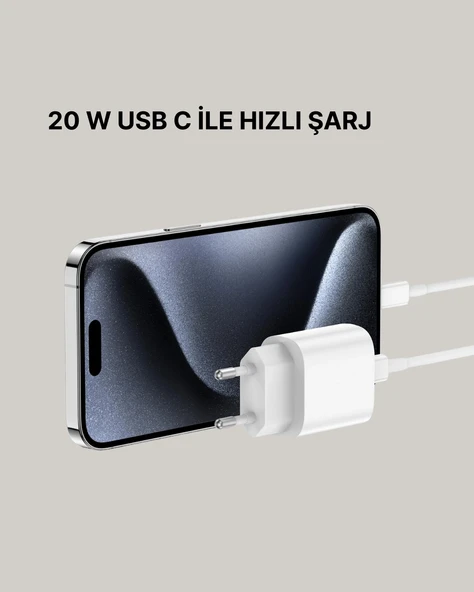 Yeni Nesil 20W USB-C Hızlı Şarj Cihazı iOS Tam Uyumlu - 5