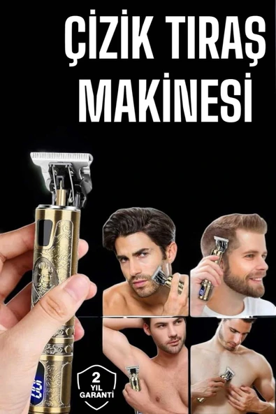 Tıraş Makinesi Şarjlı Profesyonel Saç Kesme Makinesi Gold Çizik Tıraş ürün görseli 1