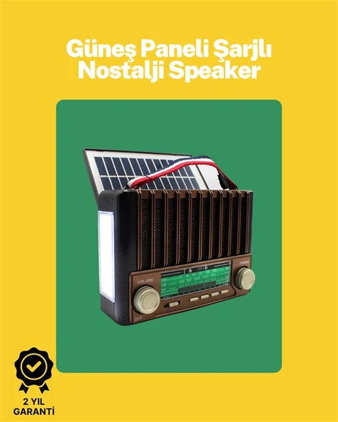 KTF-1428 Solar Panel Destekli Şarjlı Bluetooth Hoparlör – FM/AM/SW Radyo, AUX ve TF Kart Girişli - 2