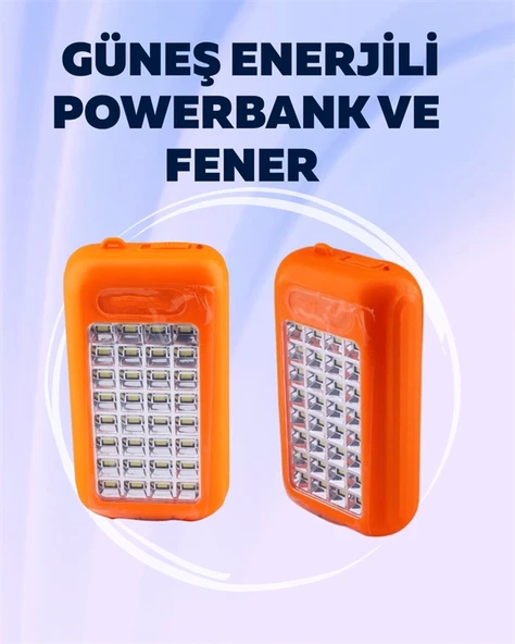 Gold Silver GS-875 Outdoor Powerbank & Işıldak – Güneş Paneli, 32 LED, 10000 mAh, Çift Çıkış - 2