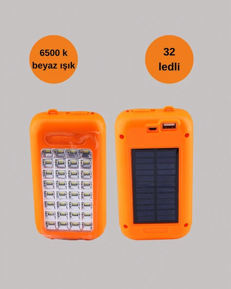 Güneş Paneli Destekli Powerbank ve LED Işıldak – 10000 mAh, Çift USB, Outdoor Kullanım İçin - 5
