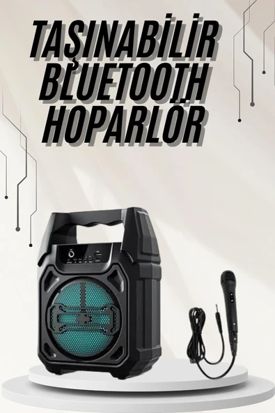 Bluetooth Hoparlör Led Işıklı Taşınabilir Kablosuz Speaker Uzun Pil Ömrü - 1