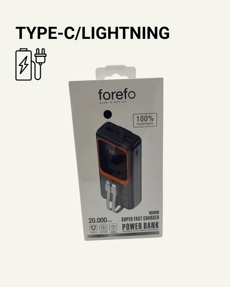 Dijital Ekranlı 20.000 mAh Powerbank | 22.5W Hızlı Şarj + Çoklu Bağlantı Seçeneği - 3