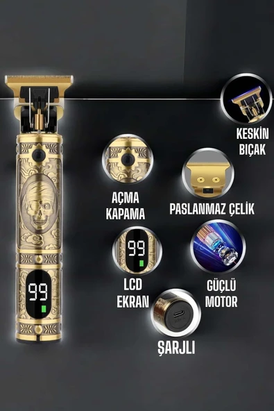 Tıraş Makinesi Çizik Tıraş Paslanmaz Çelik Uzun Ömürlü Şarjlı - Resim 4