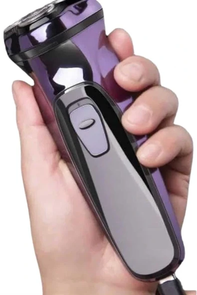 3 lı Döner Başlıklı Sakal Sıfır Alma Tıraş Makinesi Profesyonel Paslanmaz Çelik - Resim 4