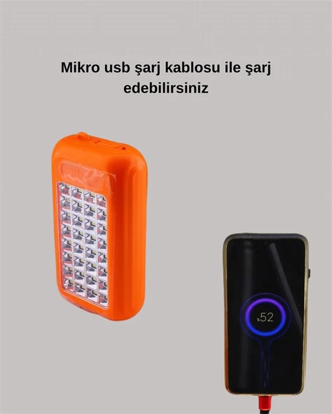 Güneş Enerjili LED Powerbank Işıldak – 10000 mAh, Su Geçirmez, 32 LED, Taşınabilir Tasarım - 4