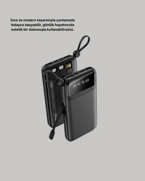 20.000 mAh 4 Çıkışlı LED Göstergeli Hızlı Şarj Powerbank - 2