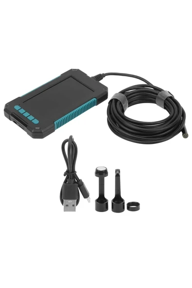 Ekranlı Çift Kameralı 10 Mt Hafıza Kart Destekli Sert Kablo Yılan Endoskop Kamera 5.5 Mm 4.3 Inc - 5