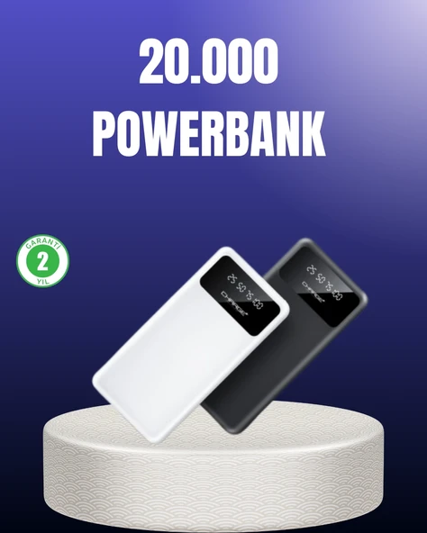 Akıllı LCD Ekranlı 20.000mAh Powerbank PD + USB + Type-C - 1