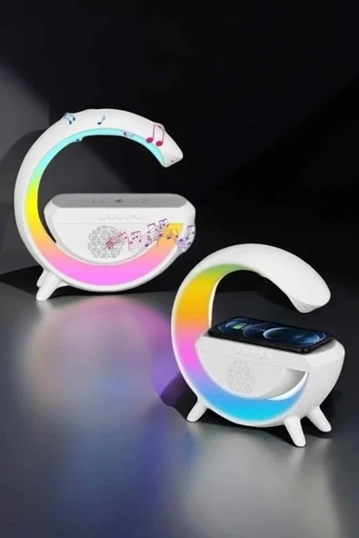 Android Uyumlu Akıllı Bluetooth Hoparlör Kablosuz Şarj Cihazı Standı - Resim 5