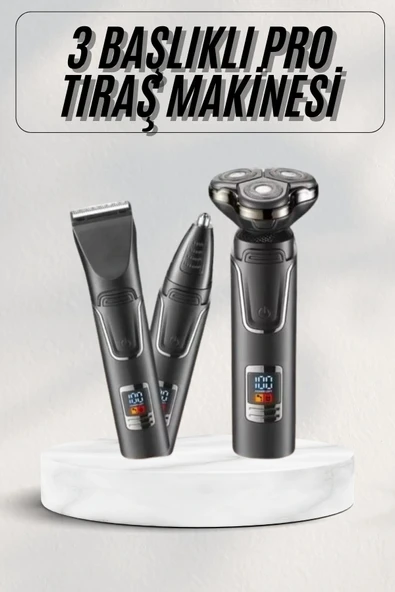 Yüksek Performanslı 3 Başlıklı Profesyonel Şarjlı Islak ve Kuru Kullanıma Uygun ürün görseli 1
