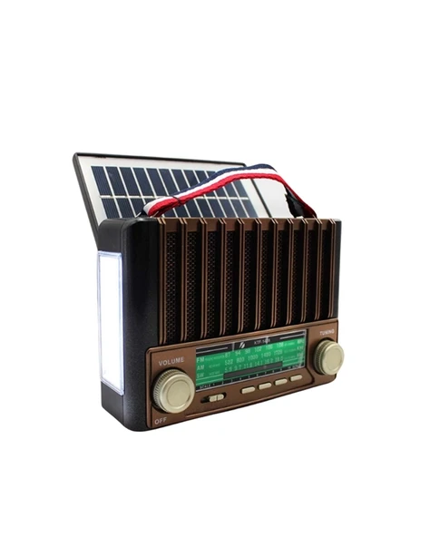 KTF-1428 Solar Enerjiyle Şarj Olabilen Bluetooth Nostalji Hoparlör – Taşınabilir, Güçlü Ses, MP3 Okuyucu - 3