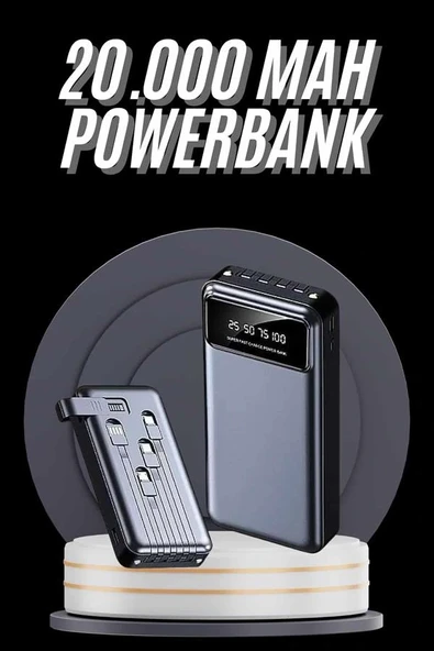 Hızlı Şarj Özellikli 20.000 Mah Dijital Göstergeli USB Girişli Android ve İOS Uyumlu Powerbank - 2