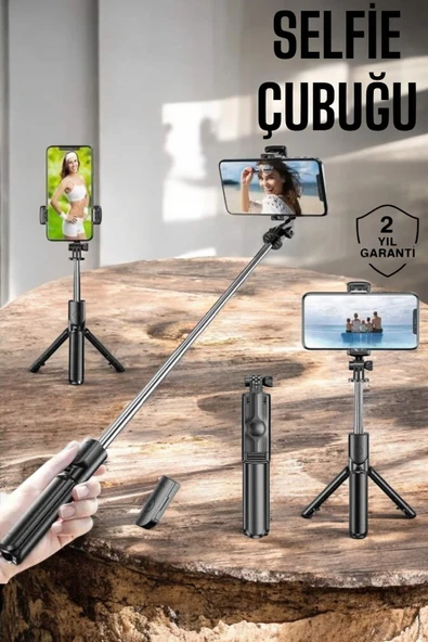 Kumandalı Tripod Telefon Tutucu Selfie Çubuğu 360 Derece Dönebilen - 1