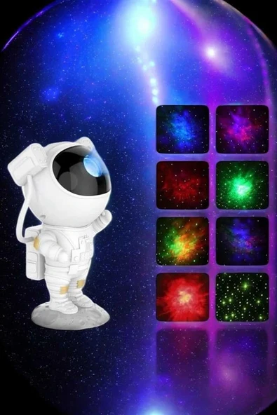 Astronot Bluetooth Hoparlör Gökyüzü Projektör Gece Lambası - 4