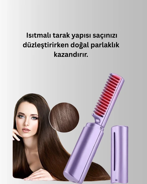 Isıtmalı Saç Düzleştirici Fırça – Kablosuz ve Hafif Tasarım - Resim 5