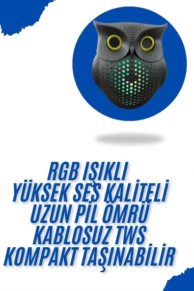 Baykuş Görünümlü Işıklı Bluetooth Speaker Bluetooth Hoparlör ürün görseli