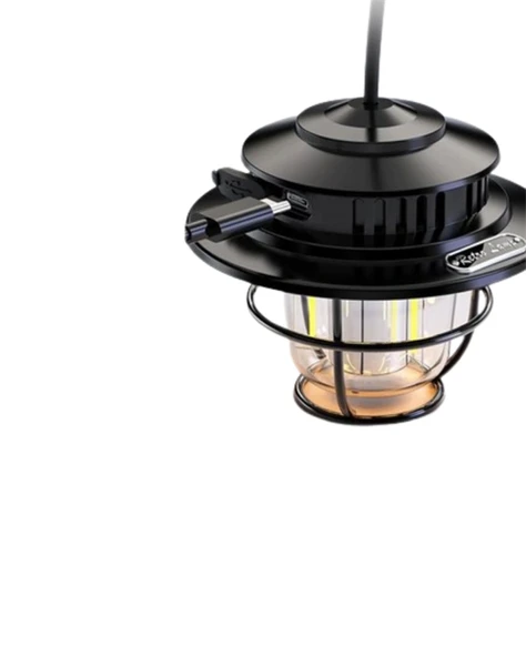USB Şarjlı Retro LED Kamp Feneri – 4 Işık Modu, Su Geçirmez, Taşınabilir - 4