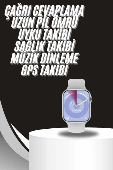 Akıllı Saat Gümüş Kasa Bluetooth Kulaklık Hediyeli Çok Fonksiyonlu İkili Set - 2