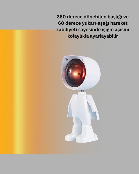 Gün Batımı Efekti Sunan Astronot LED Masa Lambası - 4