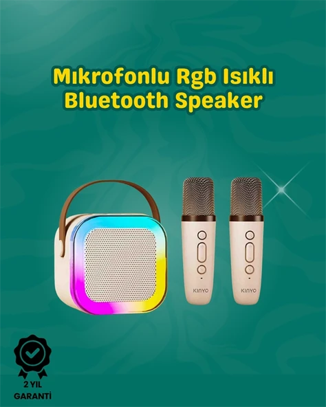 İki Mikrofonlu Renkli LED Işıklı Karaoke Cihazı ürün görseli